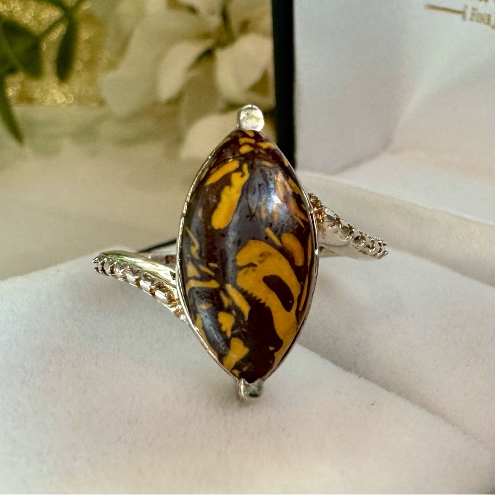 Unique Stone Ring In Solid 925 Sterling Silver Ma… - image 4